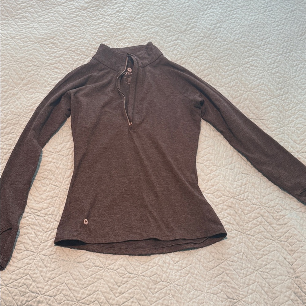 90 Degree Women's Gray Long Sleeve Top Half Zip XS, loops for hands